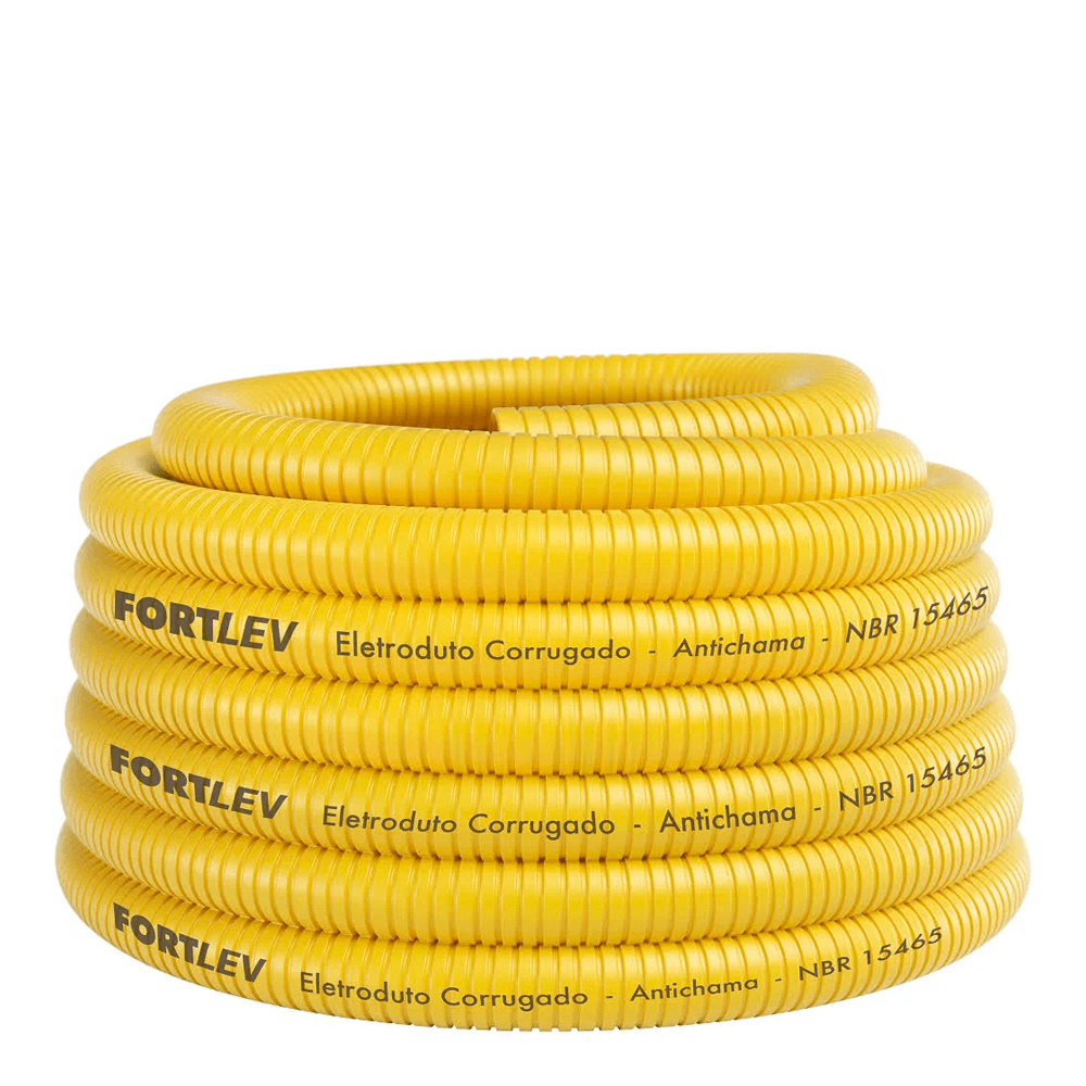Eletroduto Corrugado Rolo 25mm 3/4" 10 Metros Amarelo Fortlev - VILLAGE