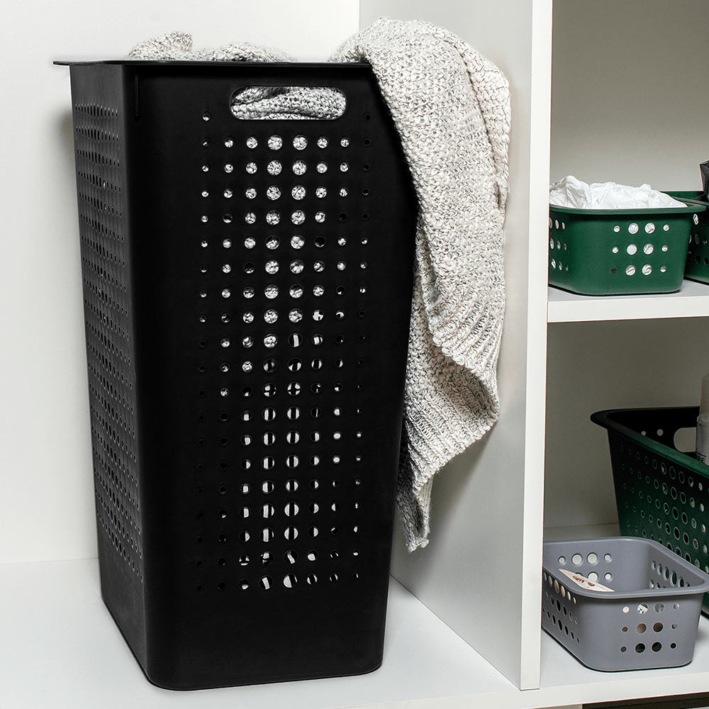 Cesta De Roupas Com Tampa 47 Litros 41x31x55cm Preto Ou - VILLAGE